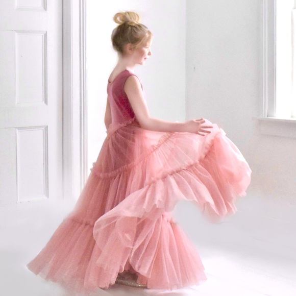One Left in 7/8. PRICE FIRM - NWT Pink Tiered Princess Girls Fluffy Tulle Dress - Picture 5 of 10
